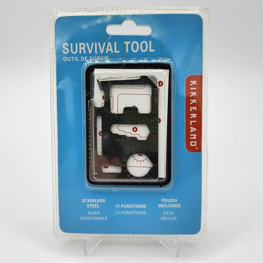 Kikkerland - Stainless Steel 11 Function Survival Tool w/ Pouch (NIP)